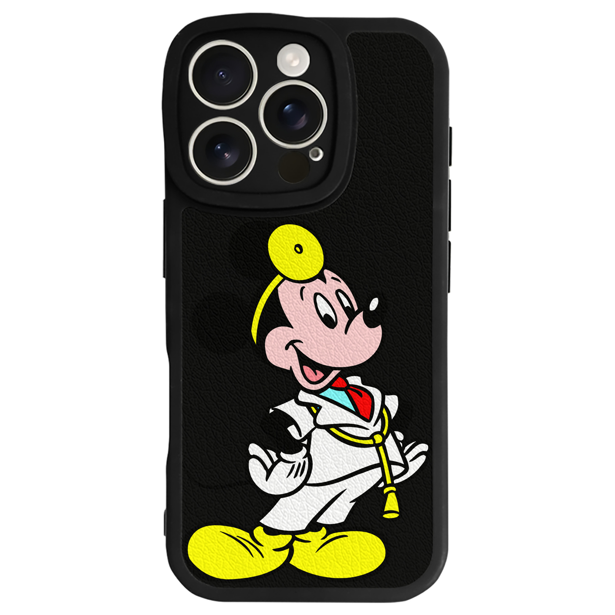 （画像用） ミッキーマウス Mickey Mouse 【iPhone 16シリーズ対応】シリコンスマホケース（レザー調） 材質：シリコン